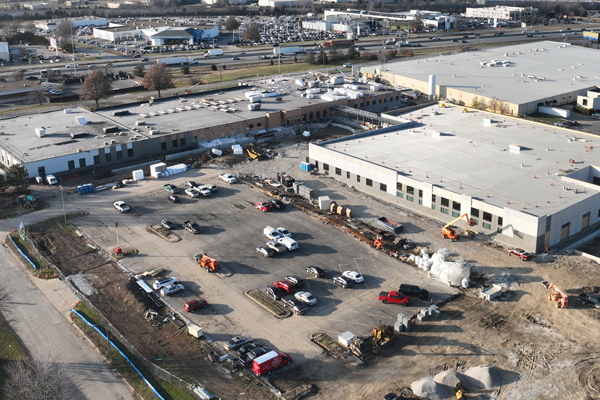 aerial view of the campus, looking northwest