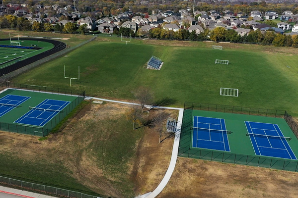 aerial photo of new tennis courts at Olathe Northwest High School