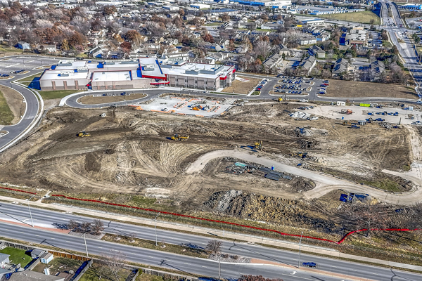 aerial photo of the Santa Fe Trail Middle School site after old building was demolished